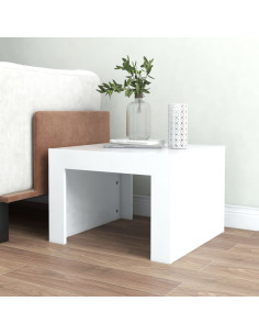 Tavolino da Salotto Bianco 50x50x35 cm in Truciolato 2