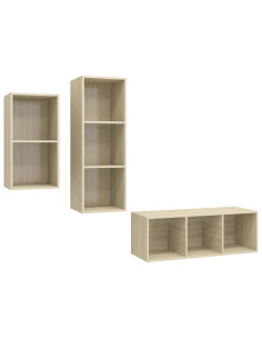 Set Porta TV 3 pz Rovere Sonoma in Truciolato