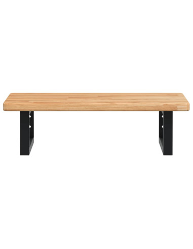 Ripiano a Parete per Lavabo in Acciaio e Massello di Rovere