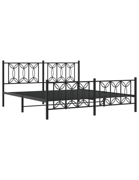 Giroletto con Testiera e Pediera Metallo Nero 180x200 cm