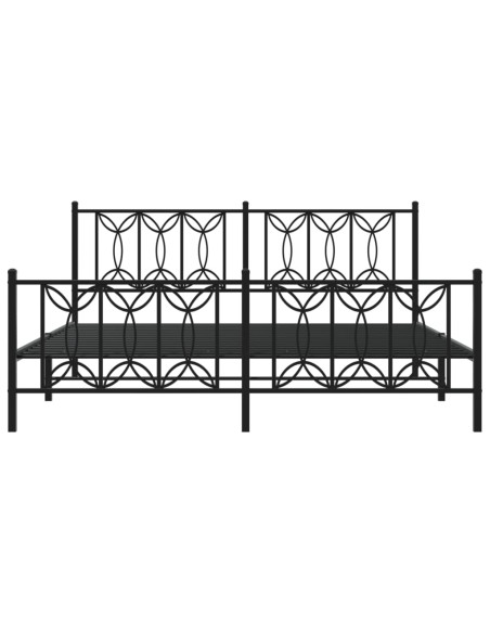Giroletto con Testiera e Pediera Metallo Nero 180x200 cm