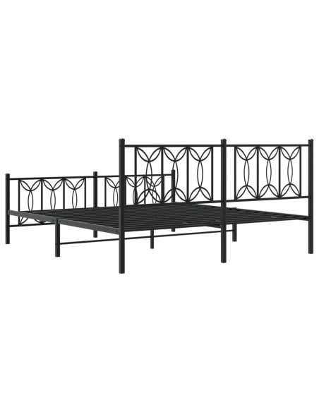 Giroletto con Testiera e Pediera Metallo Nero 180x200 cm