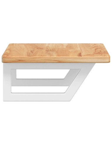 Ripiano a Parete per Lavabo in Acciaio e Massello di Rovere