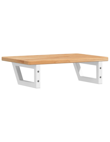 Ripiano a Parete per Lavabo in Acciaio e Massello di Rovere