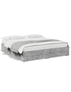 Giroletto Cassetti Grigio Cemento 200x200 cm Legno Multistrato