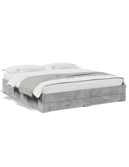 Giroletto Cassetti Grigio Cemento 200x200 cm Legno Multistrato