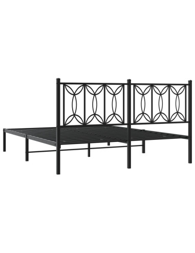 Giroletto con Testiera in Metallo Nero 160x200 cm