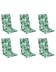 Cuscini Sedia Schienale Alto 6 pz Motivo Foglie Tessuto Oxford 2