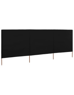Paravento a 3 Pannelli in Tessuto 400x120 cm Nero 2