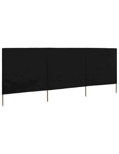 Paravento a 3 Pannelli in Tessuto 400x120 cm Nero