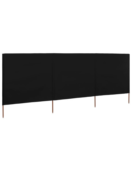 Paravento a 3 Pannelli in Tessuto 400x120 cm Nero