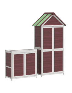 Set Rimessa Attrezzi da Giardino 2pz Moka Legno Massello Pino