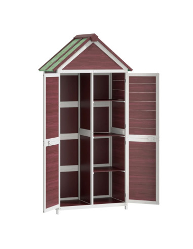 Set Rimessa Attrezzi da Giardino 2pz Moka Legno Massello Pino