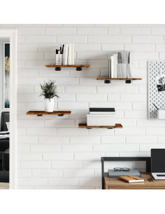 Mensole Parete 4pz Rovere Fumo 40x30x1,5 cm Legno Multistrato 2