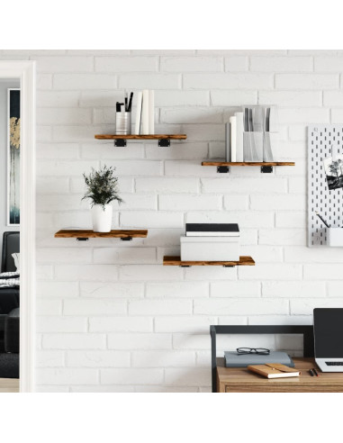 Mensole Parete 4pz Rovere Fumo 40x30x1,5 cm Legno Multistrato