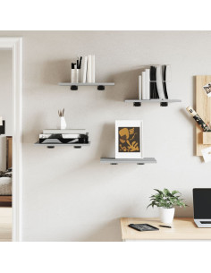 Mensole Parete 4pz Grigio Sonoma 40x30x1,5cm Legno Multistrato 2