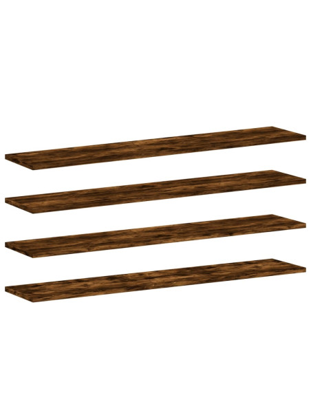 Mensole Parete 4pz Rovere Fumo 100x20x1,5 cm Legno Multistrato