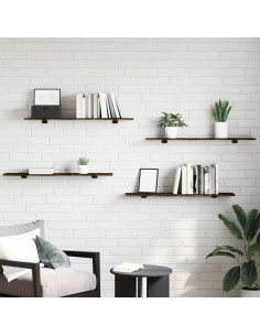 Mensole Parete 4pz Rovere Fumo 100x20x1,5 cm Legno Multistrato 2