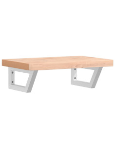 Ripiano a Parete per Lavabo in Acciaio e Massello di Faggio