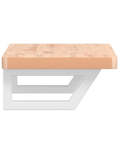 Ripiano a Parete per Lavabo in Acciaio e Massello di Faggio