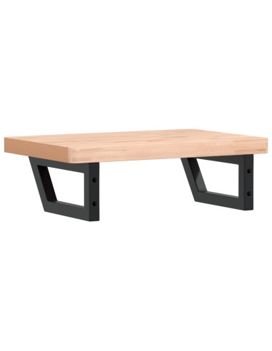 Ripiano a Parete per Lavabo in Acciaio e Massello di Faggio