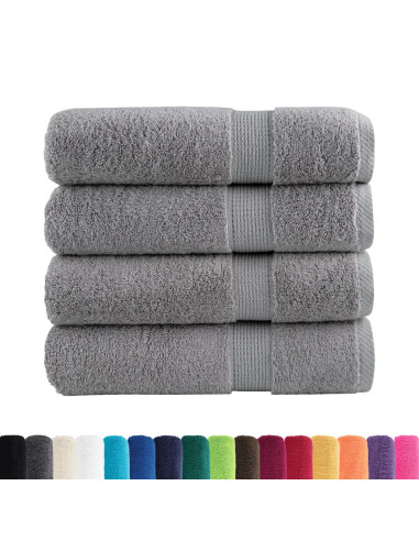 Asciugamani Premium 4 pz Grigi 50x100 cm 600gsm 100% Cotone