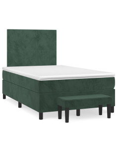 Giroletto a Molle con Materasso Verde Scuro 120x200 cm Velluto