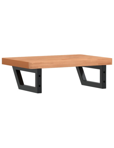 Ripiano a Parete per Lavabo in Acciaio e Massello di Faggio