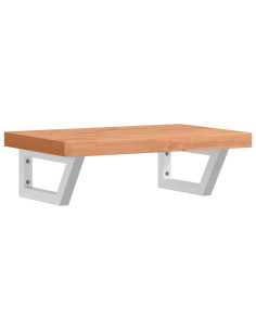 Ripiano a Parete per Lavabo in Acciaio e Massello di Faggio