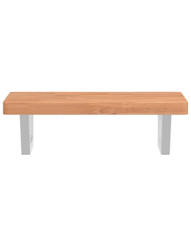 Ripiano a Parete per Lavabo in Acciaio e Massello di Faggio