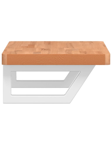 Ripiano a Parete per Lavabo in Acciaio e Massello di Faggio