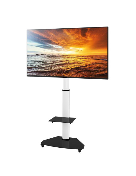 Techly Supporto a Pavimento con Mensola Trolley TV LCD/LED/Plasma 37-70" Bianco