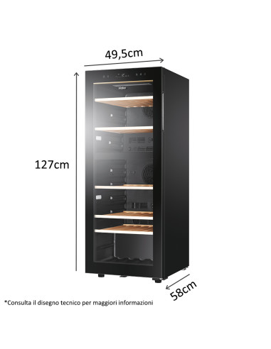 Haier Wine Bank 50 Serie 5 HWS79GDG Cantinetta vino con compressore Libera installazione Nero 79 bottiglia/bottiglie
