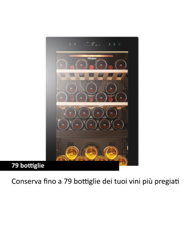 Haier Wine Bank 50 Serie 5 HWS79GDG Cantinetta vino con compressore Libera installazione Nero 79 bottiglia/bottiglie