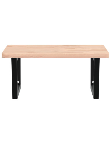 Ripiano a Parete per Lavabo in Acciaio e Massello di Faggio