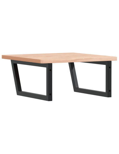 Ripiano a Parete per Lavabo in Acciaio e Massello di Faggio