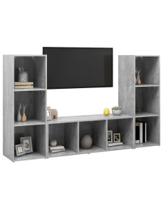 Mobili TV 3 pz Grigio Cemento 107x35x37 cm in Legno Multistrato 2