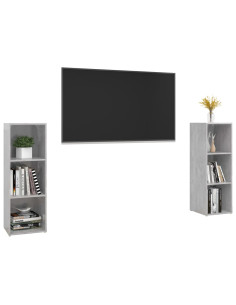 Mobili TV 2 pz Grigio Cemento 107x35x37 cm in Legno Multistrato 2