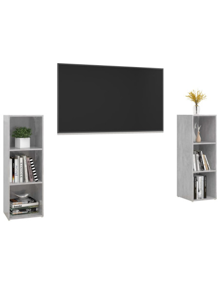 Mobili TV 2 pz Grigio Cemento 107x35x37 cm in Legno Multistrato