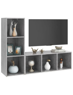 Mobili TV 2 pz Grigio Cemento 107x35x37 cm in Legno Multistrato 2