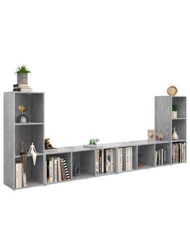 Mobili TV 4 pz Grigio Cemento 107x35x37 cm in Legno Multistrato