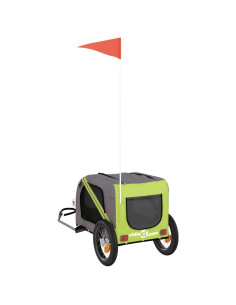 Rimorchio da Bici per Animali Verde e Grigio Oxford e Ferro 2