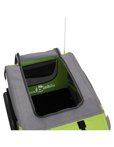 Rimorchio da Bici per Animali Verde e Grigio Oxford e Ferro