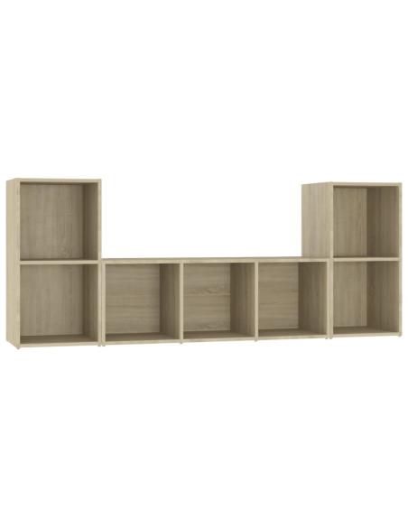 Set Porta TV 3 pz Rovere Sonoma in Truciolato