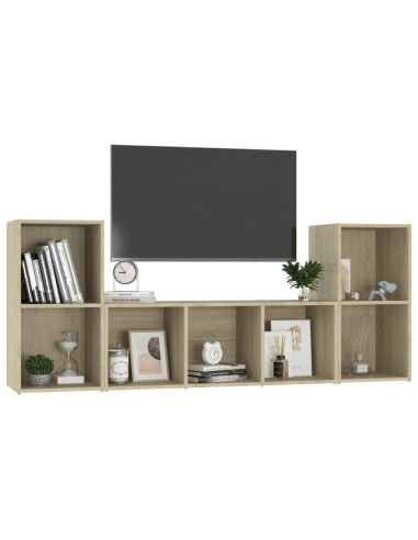 Set Porta TV 3 pz Rovere Sonoma in Truciolato