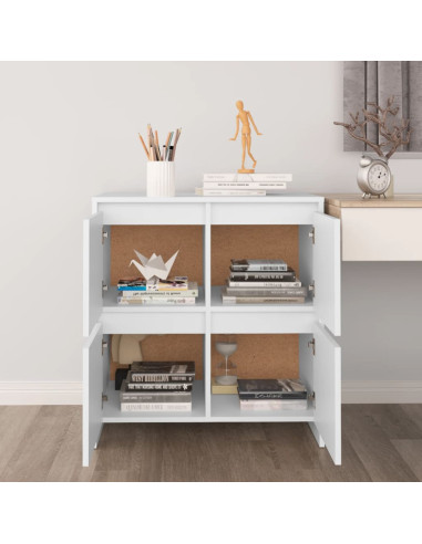 Credenze 2 pz Bianche 70x41x75 cm in Legno Multistrato