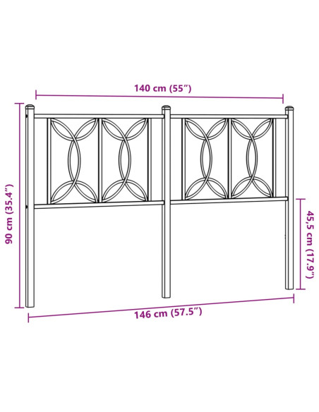 Testiera in Metallo Nero 140 cm