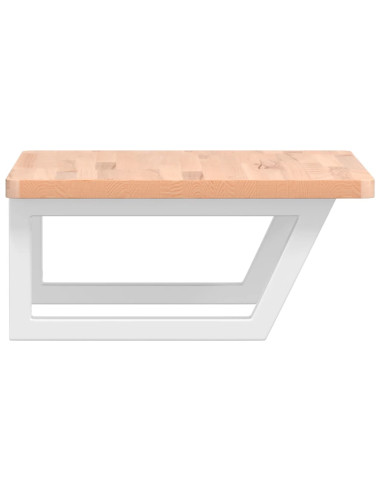 Ripiano a Parete per Lavabo in Acciaio e Massello di Faggio