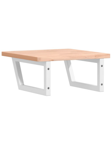 Ripiano a Parete per Lavabo in Acciaio e Massello di Faggio