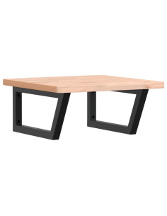 Ripiano a Parete per Lavabo in Acciaio e Massello di Faggio